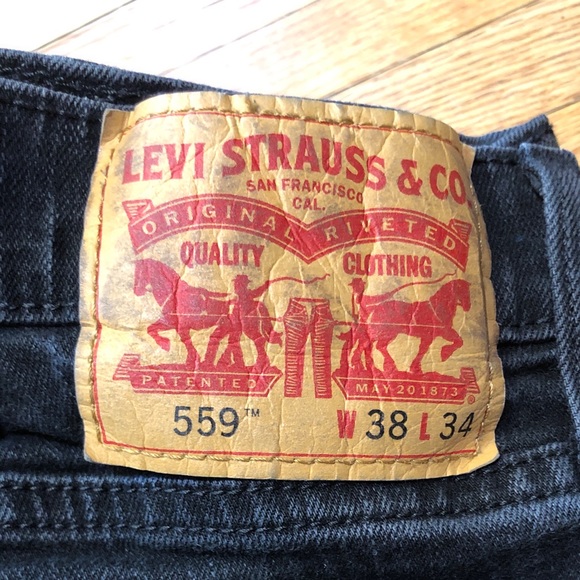 Levi’s 559 Mens Relaxed Straight Black Jeans 38x34 - Picture 2 of 8